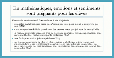 témoignages élèves émotions et sentiments maths