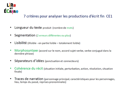 critère d'évaluation textes narratifs CE1