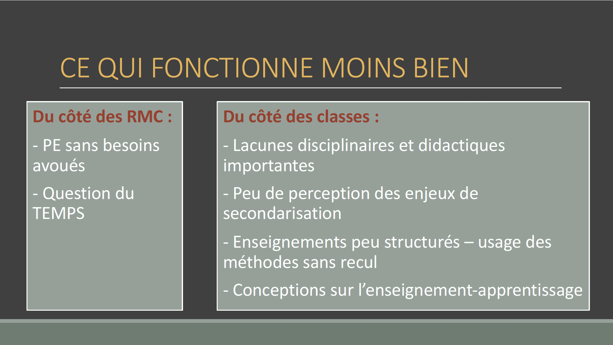 S.Guffond - Ce qui fonctionne moins bien