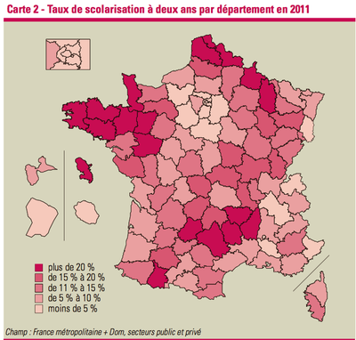 Scolarisation 2 ans par département