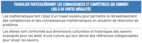 travailler particulièrement les connaissances et les compétences qui donnent lieu à de fortes inégalités