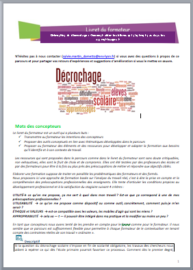 Vignette livret formateur décrochage