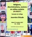 Journée d'étude "Religions, discriminations, racisme en milieu scolaire" mardi 17 octobre 